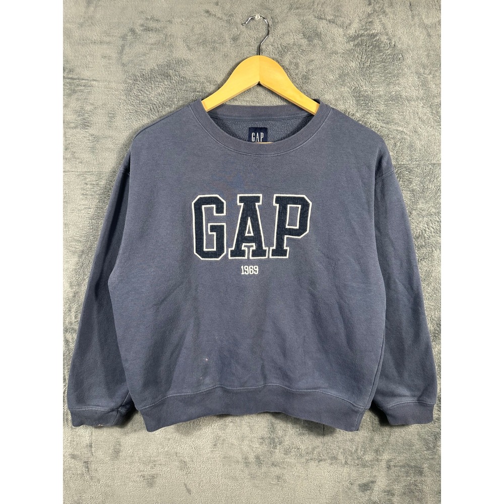 Gap 1969 Arch Logo Crewneck Sweatshirt Navy Blue Small Vintage Style Fleece